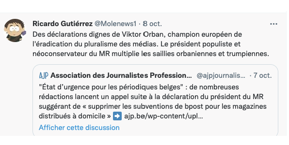 Le message twitté par Ricardo Gutiérrez le 8 octobre dernier a fait quelque 35.000 vues.