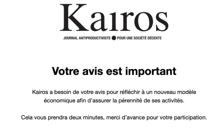 L’appel aux lecteurs lancé le 9 décembre 2022 dans la newsletter de Kairos.