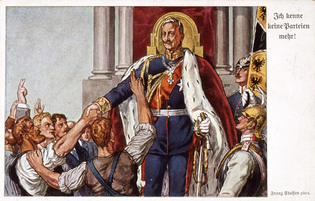 En 1914, « les députés du SPD allemands votent les crédits militaires et les socialistes français se rallient à l’Union sacrée , l’Internationale cesse d’exister ». Guillaume II : « Je ne connais plus aucun parti ! ».