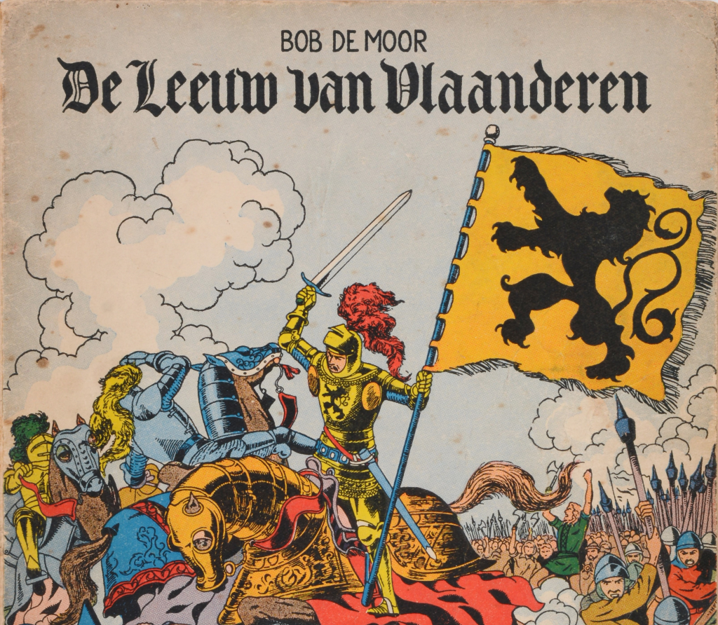 Le livre épique De Leeuw van Vlaanderen a connu un succès constant, inspirant films et BD (ici la version de Bob de Moor)