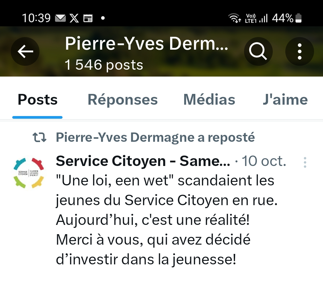 L’avant-projet de loi est le résultat d’un lobbying de la plateforme dont le discours était clairement de dire que le Service citoyen, ce n’est pas la même chose que le volontariat et qu’ils militaient pour obtenir un autre statut, mieux rémunéré. (Tweet du 10.10.23)