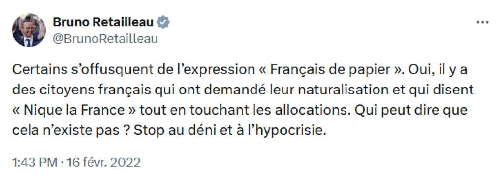 6.02.22. Retaillaud, X. : « Certains s’offusquent de l’expression « Français de papier ».