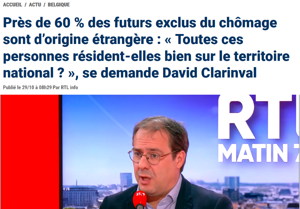 29.10.25, 7h50. Clarinval sur Bel-RTL : « Toutes ces personnes résident-elles bien sur le territoire national ? »