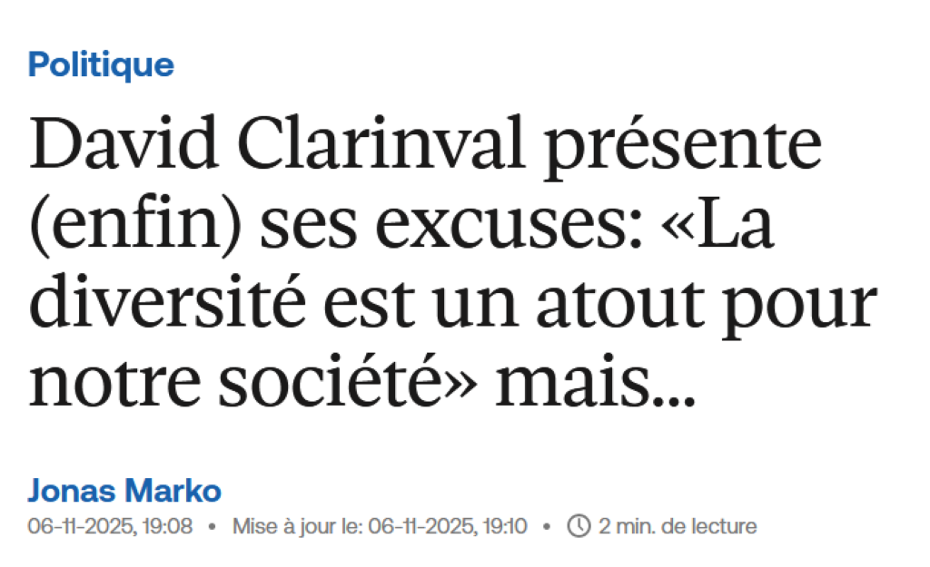 Le Vif, 6.11.25 « En rhétorique politique, l’utilisation d’un « mais » dans une tirade s’appelle «une fausse concession ou concession apparente » »